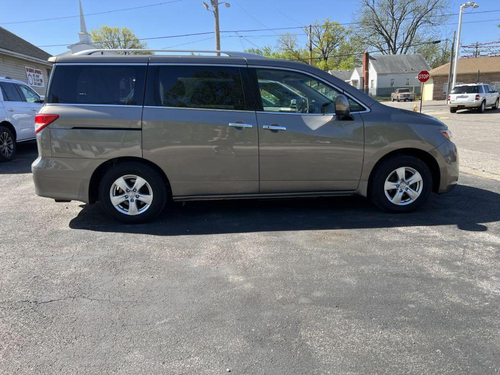 2015 TAN NISSAN QUEST S (JN8AE2KPXF9) with an 3.5L engine, Continuously Variable transmission, located at 1056 E Riverside Dr, Evansville, IN, 47714, (812) 423-7026, 37.953491, -87.546654 - Photo #0