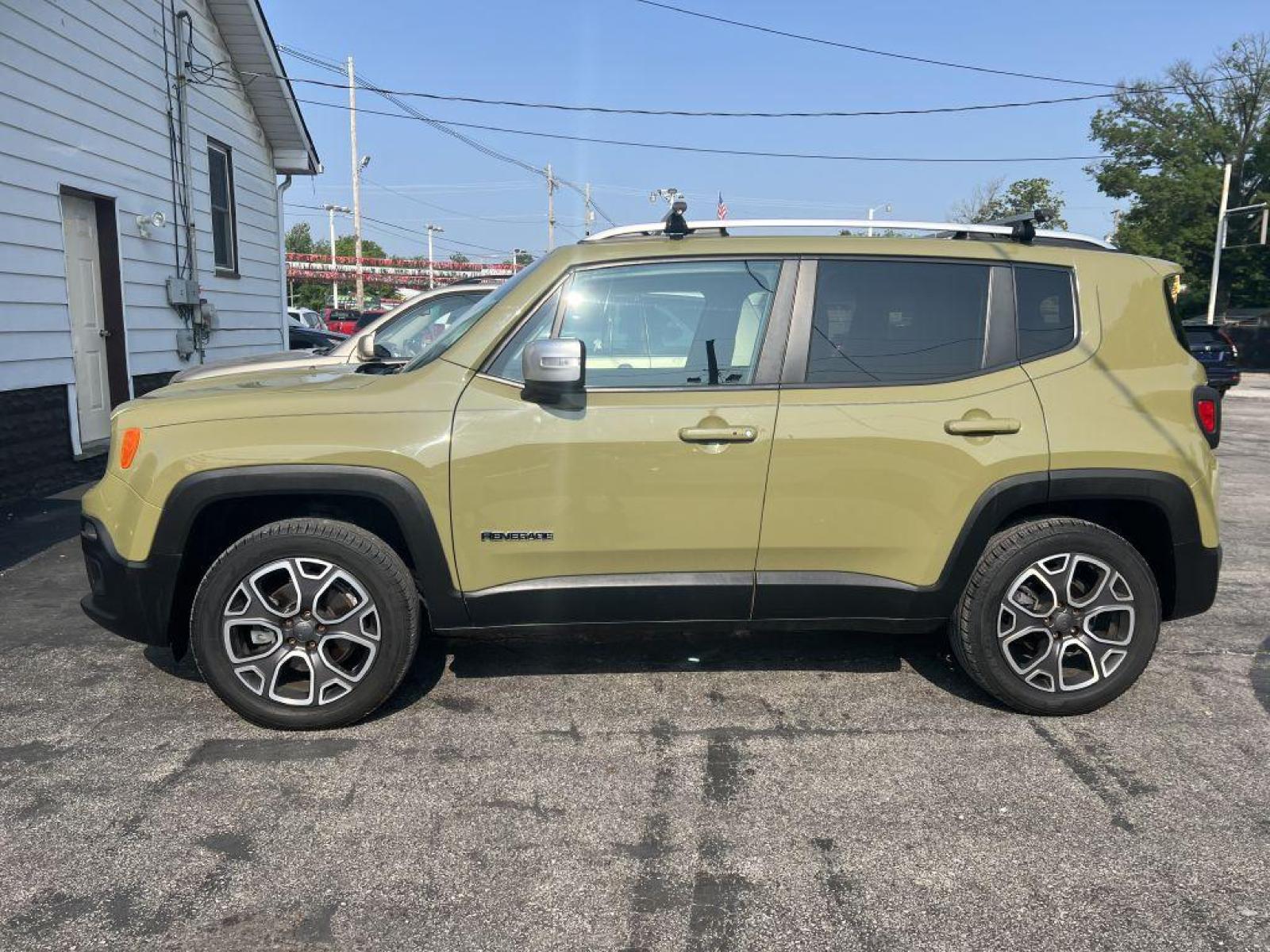 2015 GREEN JEEP RENEGADE LIMITED (ZACCJBDT1FP) with an 2.4L engine, Automatic transmission, located at 1056 E Riverside Dr, Evansville, IN, 47714, (812) 423-7026, 37.953491, -87.546654 - Photo #0