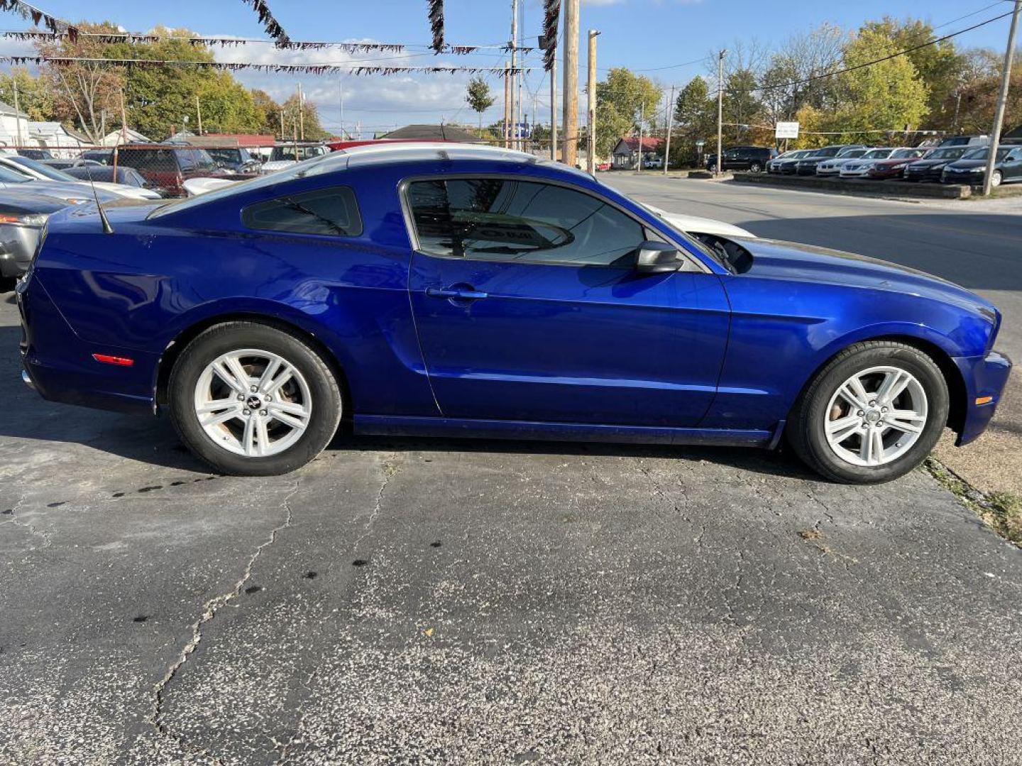 2014 BLUE FORD MUSTANG (1ZVBP8AM9E5) with an 3.7L engine, Automatic transmission, located at 1056 E Riverside Dr, Evansville, IN, 47714, (812) 423-7026, 37.953491, -87.546654 - Photo#0